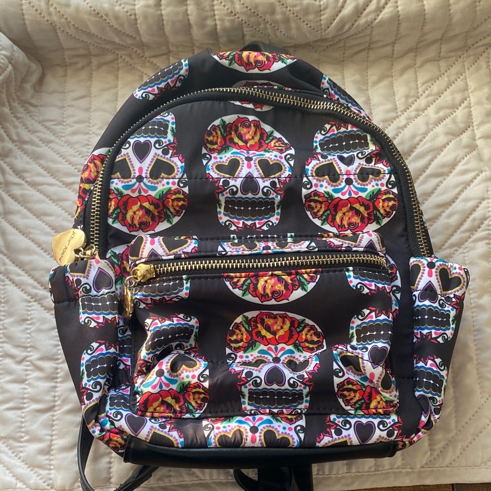 Betsey Johnson Black Skull Print Backpack